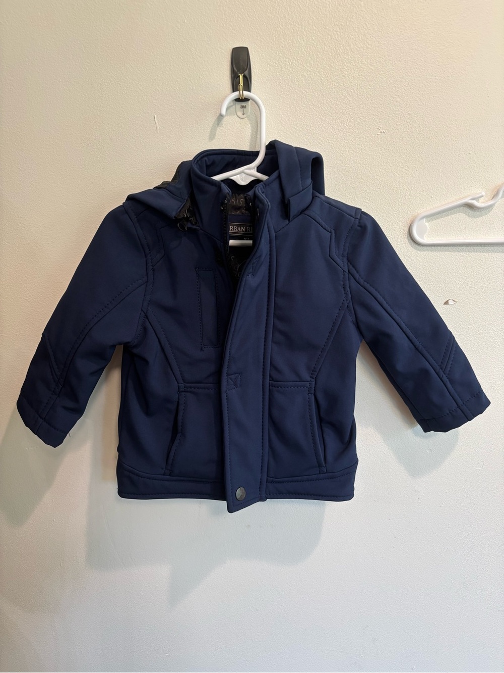 Urban Republic 12 month baby boy Navy Hooded Softshell Jacket
